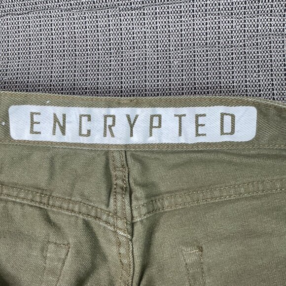 Encrypted Mens Size 38 Olive Green Distressed Paint Splatter Jeans - Picture 10 of 11